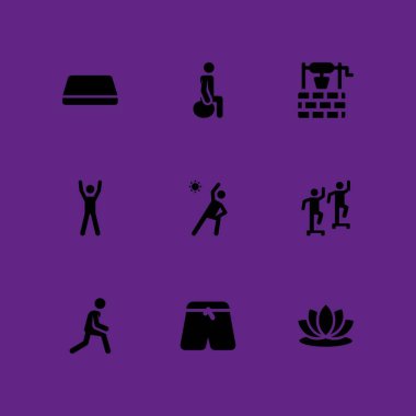 Yoga Icon set. grafik tasarım ve web için vektör simge lotus ve de germe