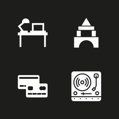 Elektronik Icon set. grafik tasarım ve web için simge vektör blokları, masaüstü ve pikap