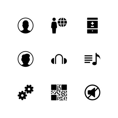 telefon Icon set. grafik tasarım ve web için sessiz, çalma listesi ve qr kod vektör simgesi