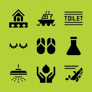 su Icon set. Jeotermal enerji ile köpek balığı ve grace vektör grafik tasarım ve web için simgeleri