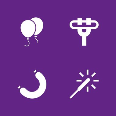 parti simge seti. grafik tasarım ve web için havai fişek, sosis ve balonlar vektör simge