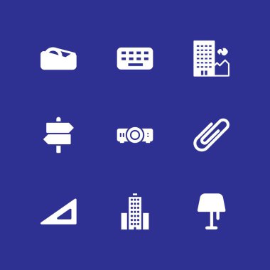 Office simge seti. ataç, yapı ve grafik tasarım ve web için teyp vektör simge