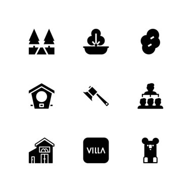 ağaç Icon set. Villa, koala ve grafik tasarım ve web için hiyerarşik yapısı vektör simge