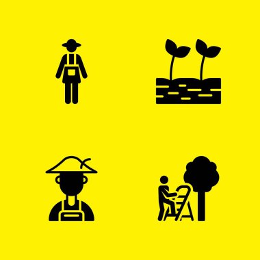 filiz, çiftçi, çiftçi ve çiftçi Icons set. Vektör grafik tasarım web ve uygulama için