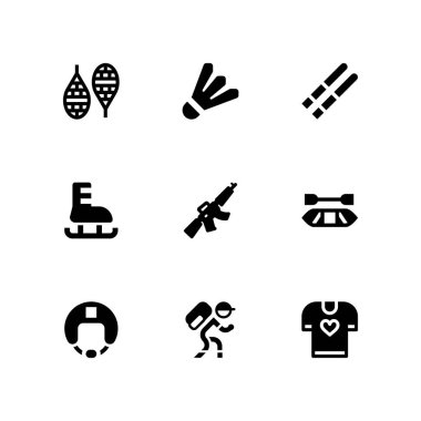 spor Icon set. grafik tasarım ve web için Kayak, Kano ve gömlek vektör simge