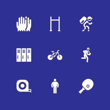 Fitness Icon set. dolap, grafik tasarım ve web için teyp ve ping pong vektör simge ölçme