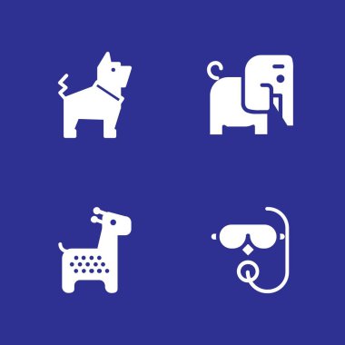 hayvan Icon set. grafik tasarım ve web için simge vektör fil, bekçi köpeği ve zürafa