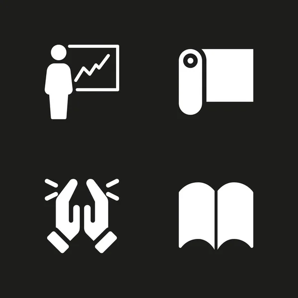 Book Icon Set Open Book Paper Presentation Vector Icon Graphic — Stock Vector