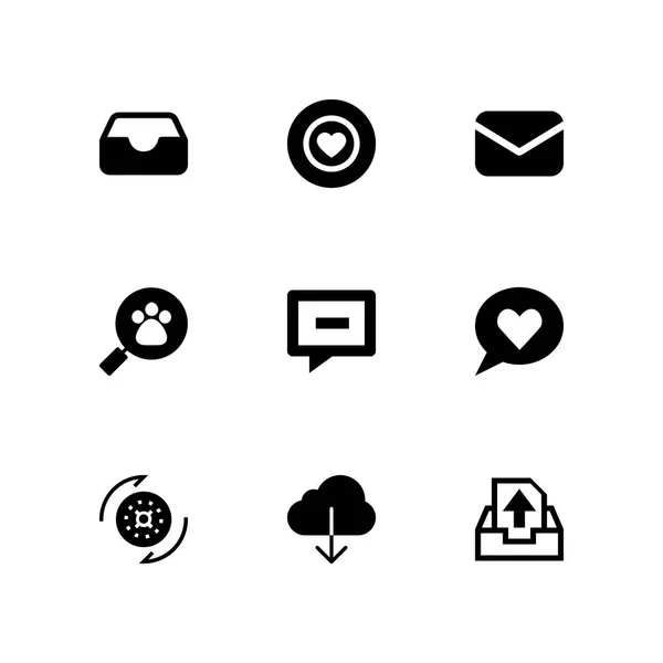 Interface Icon Set Mail Cloud Computing Search Vector Illustration Graphic — Stock Vector