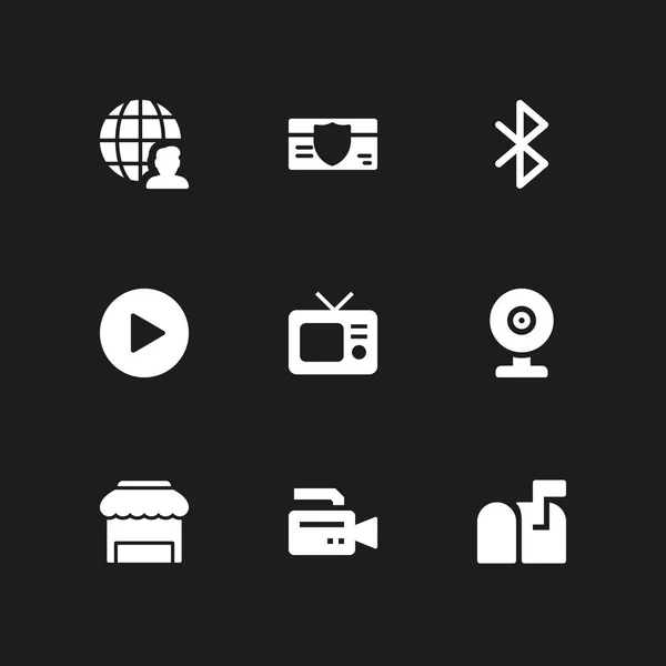 Internet Icon Gesetzt Mailbox Videokamera Und Kreditkartenvektorsymbol Für Grafikdesign Und — Stockvektor