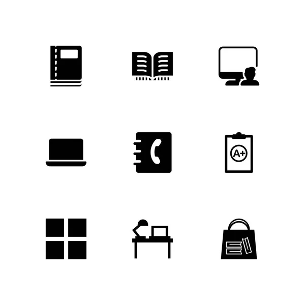 Notizbuch Icon Set Zwischenablage Mit Einem Computer Und Gittervektorsymbol Für — Stockvektor