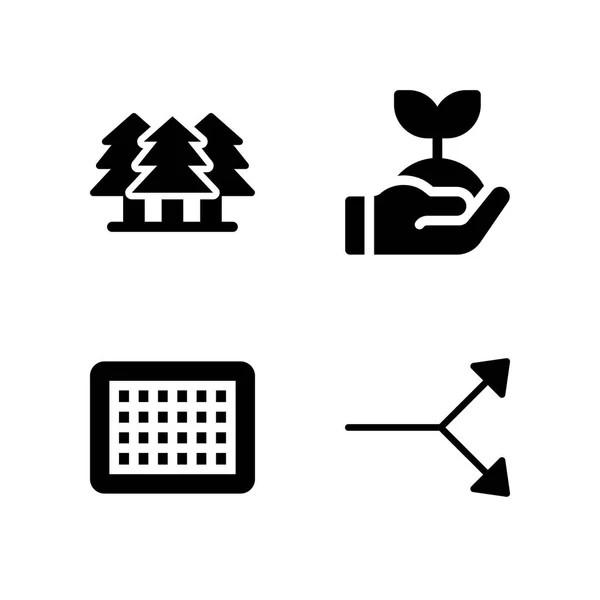 Baum Icon Set Mit Sprossen Wald Und Pfad Vektorsymbolen Für — Stockvektor