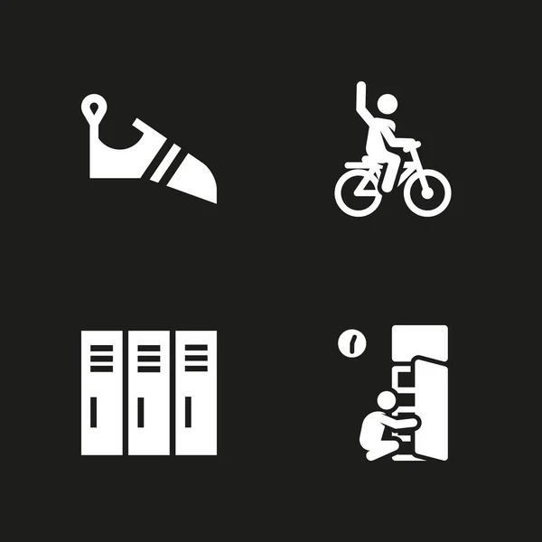 Fitness Icon Set Diet Bicycle Lockers Vector Icon Graphic Design — Stock Vector