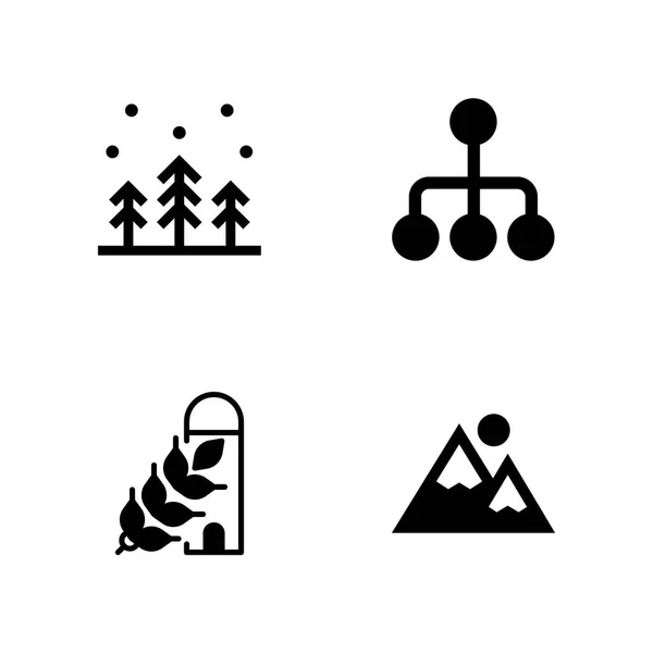 Baum Symbol Gesetzt Wald Berg Und Scheunenvektorsymbol Für Grafikdesign Und — Stockvektor