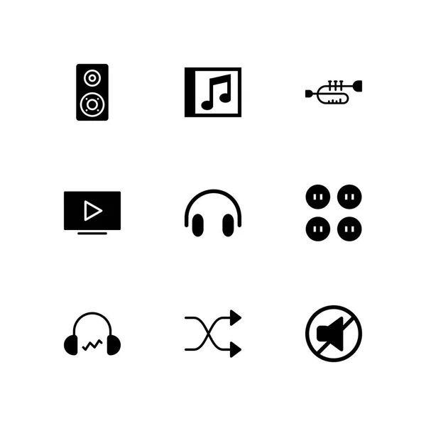 Music Icon Set Shuffle Trumpet Buttons Vector Icon Graphic Design — Stock Vector