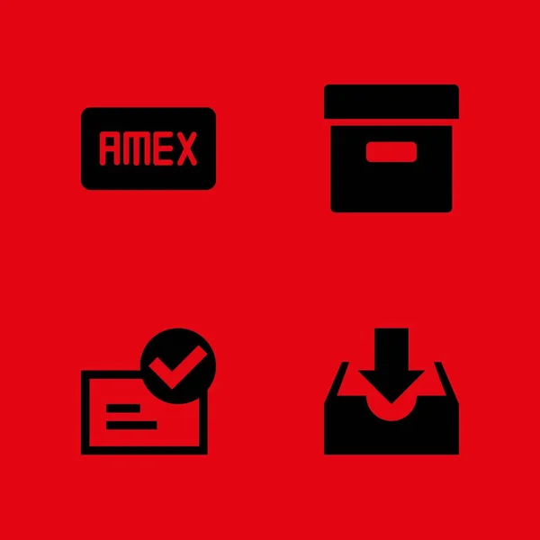 Zestaw Ikon Biznesowych Amex Mail Skrzynki Odbiorczej Ikona Wektor Grafika — Wektor stockowy