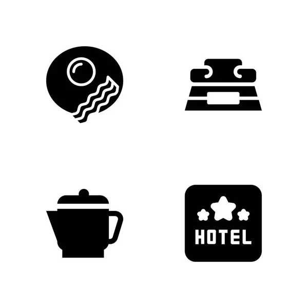 Набор Иконок Кофе Завтрак Отель Полный Вектор Чаши Значок Графического — стоковый вектор