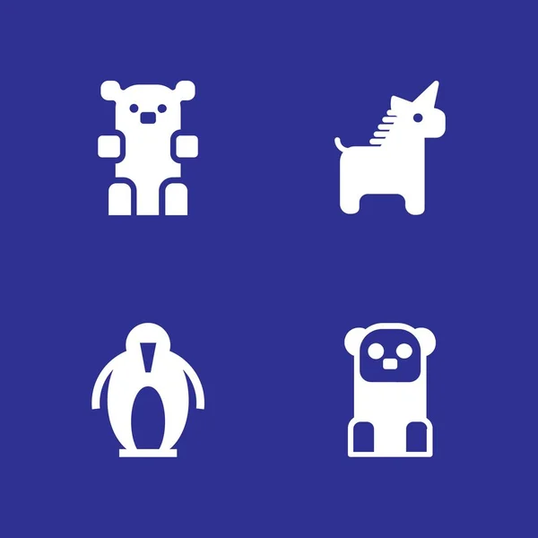 Animal Icono Conjunto Oso Pingüino Panda Vector Icono Para Diseño — Archivo Imágenes Vectoriales