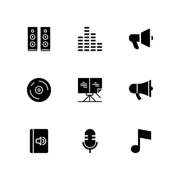 Musik Icon Set Mit Noten Compact Disc Und Notenvektorillustration Für — Stockvektor