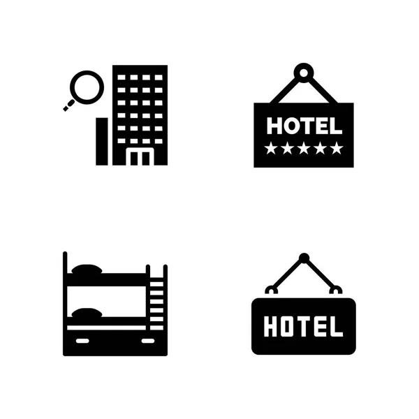 Hostel Icon Set Grafik Tasarım Web Için Ranza Otel Vektör — Stok Vektör