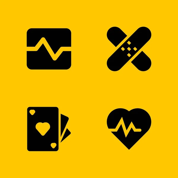 Heart Icon Set Ace Hearts Health Pulse Vector Icon Graphic — Stock Vector