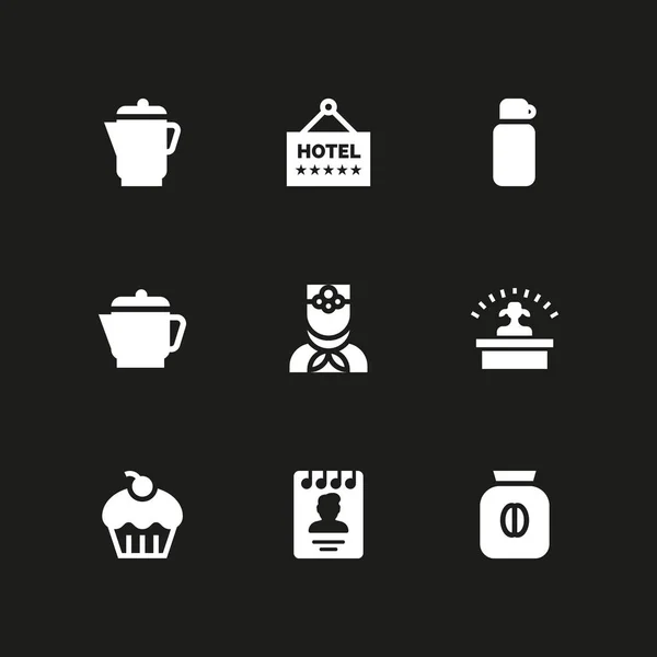 Kahve Icon Set Grafik Tasarım Web Için Isıtıcısı Muffin Resepsiyon — Stok Vektör