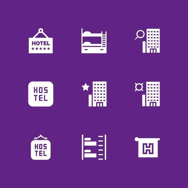 Zestaw Hotelu Piętrowe Hostel Ilustracji Wektorowych Dla Sieci Web Projekt — Wektor stockowy