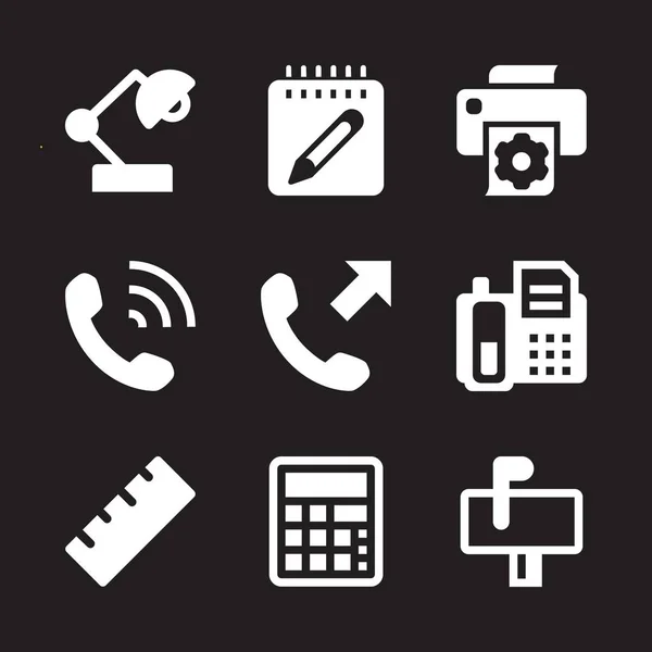 Office Pictogramserie Met Telefoon Telefoon Postbus Vector Iconen Voor Grafisch — Stockvector