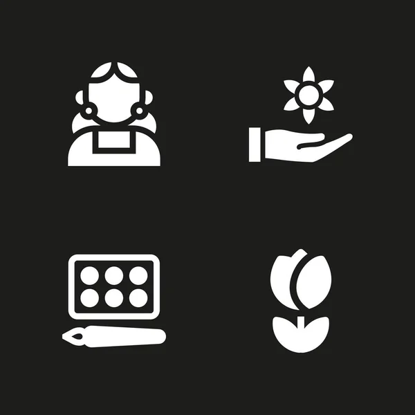4花卉图标集花 墨西哥和郁金香矢量图设计和网页 — 图库矢量图片
