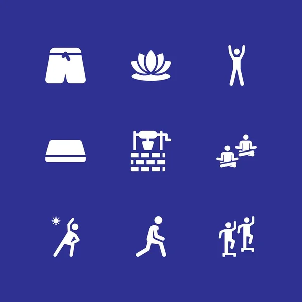 yoga icon set. exercises, sports pants and yoga vector icon for graphic design and web