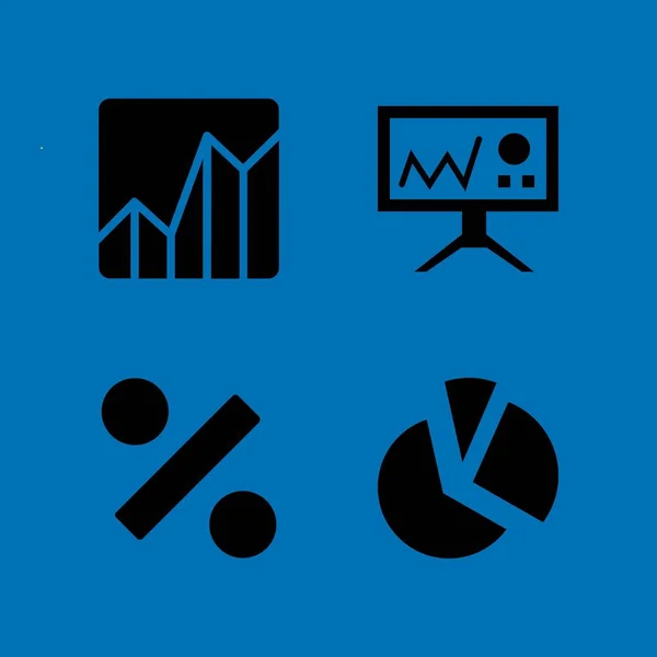 Chart Icon Set Presentation Line Chart Percentage Vector Icons Graphic — Stock Vector