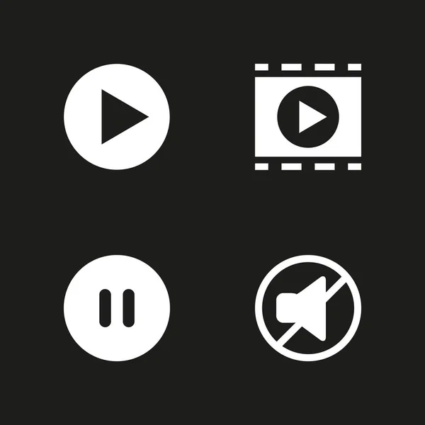 Müzik Icon Set Film Oynatıcı Oynat Düğmesini Grafik Tasarım Web — Stok Vektör