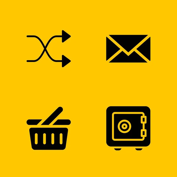 Conjunto Iconos Internet Correo Electrónico Barajar Caja Fuerte Icono Vectorial — Archivo Imágenes Vectoriales