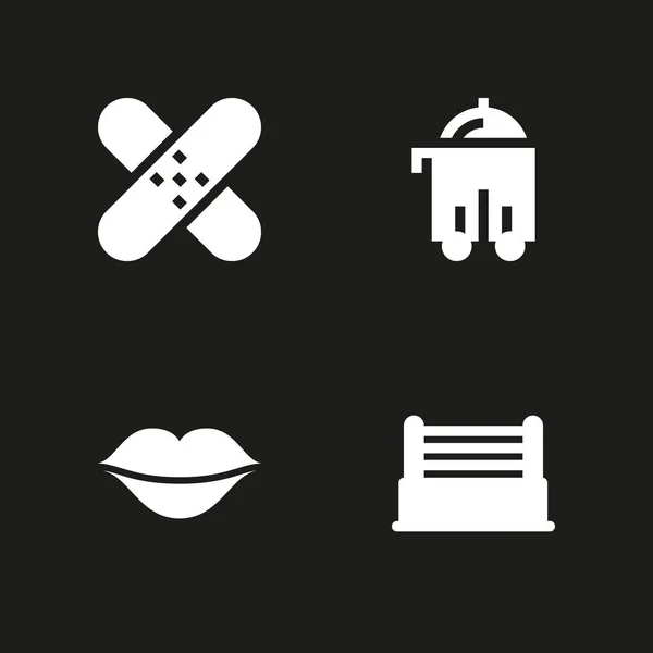 Icon Set Seviyorum Grafik Tasarım Web Için Yama Öpücük Yüzük — Stok Vektör