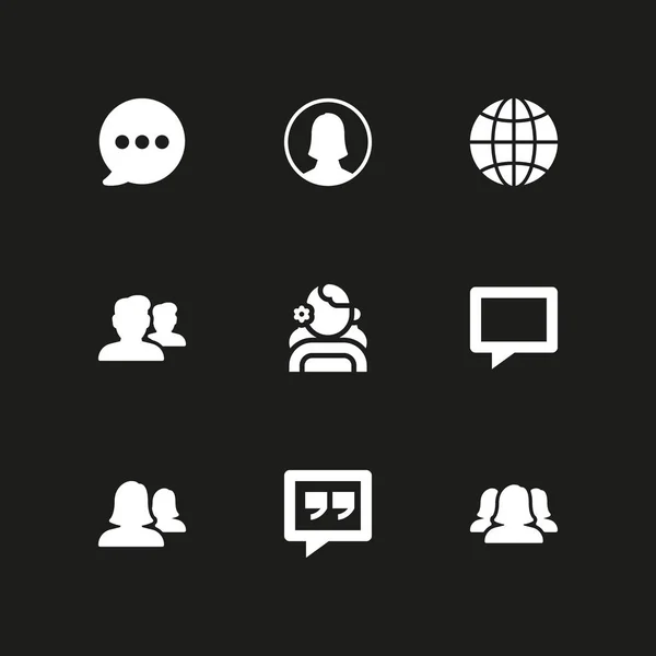 Sosyal Icon Set Grafik Tasarım Web Için Kullanıcı Kişi Grup — Stok Vektör