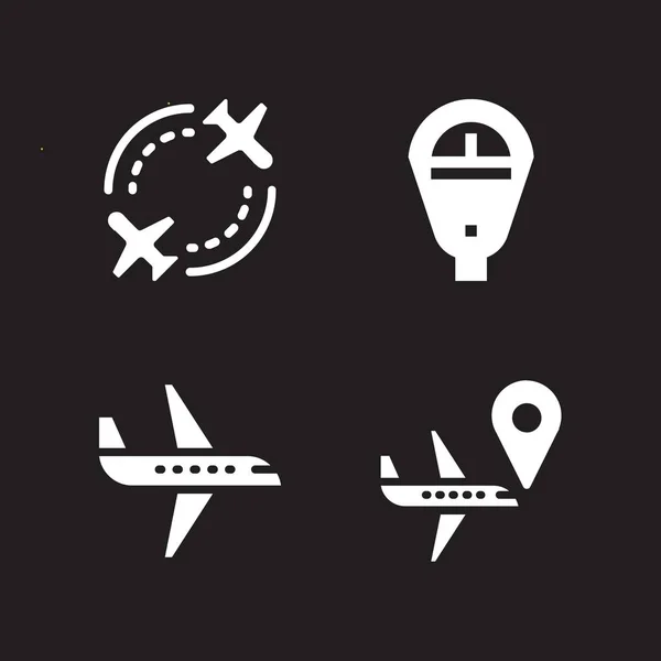 Icono Transporte Conjunto Con Iconos Vectoriales Vuelo Vuelo Parquímetro Para — Vector de stock