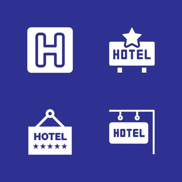 Icono Del Albergue Conjunto Icono Del Vector Del Hotel Para — Vector de stock