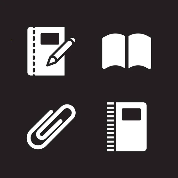 School Pictogramserie Met Laptop Paperclip Open Boek Vector Iconen Voor — Stockvector
