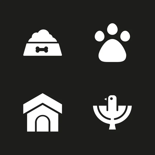 Tiersymbole Gesetzt Fliegender Vogel Hundehaus Und Hundefutter Vektorsymbol Für Grafikdesign — Stockvektor
