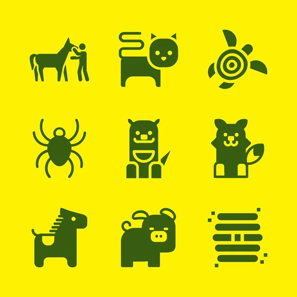 Ensemble Icônes Animales Avec Des Icônes Vectorielles Porc Renard Cheval — Image vectorielle