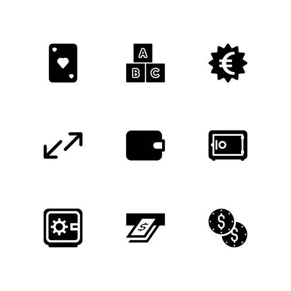 Para Icon Set Grafik Tasarım Web Için Transferi Kasa Para — Stok Vektör