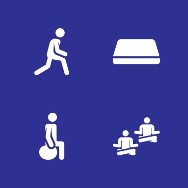 Yoga Icon set. jimnastik minderi, germe ve egzersiz vektör simge grafik tasarım ve web için