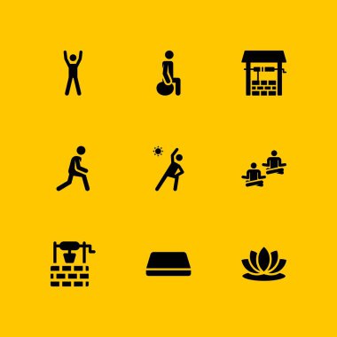 Yoga Icon set. egzersiz, egzersizler ve germe vektör simge grafik tasarım ve web için