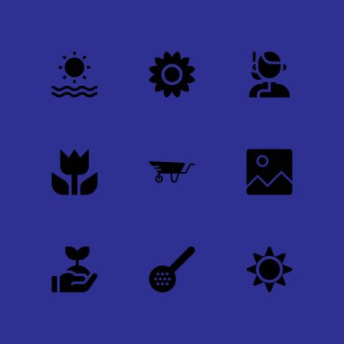 bahar Icon set. grafik tasarım ve web için makro, resim ve el arabası vektör simge