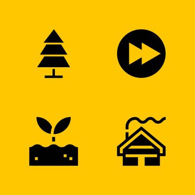 Logo simge seti. Kabin, ağaç ve grafik tasarım ve web için hızlı ileri vektör simge