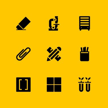 Okul Icon set. kalem çantası, parantez ve grafik tasarım ve web için ataç vektör simge