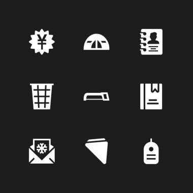 Kağıt Icon set. vektör grafik tasarım ve web için simgesini çöp kutusu, etiket ve yen