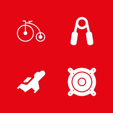 vektör simge kümesi grip bölümü ile eğitim 4, Bisiklet ve savaşçı illüstrasyon grafik tasarım ve web için