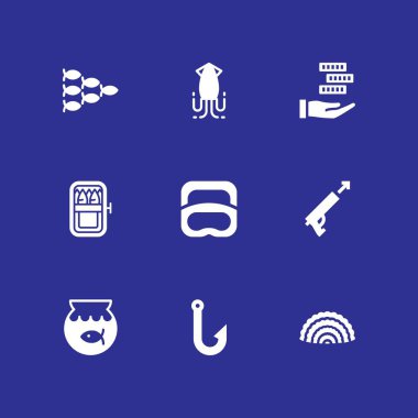 Icon set balık. zıpkın, sardalye ve grafik tasarım ve web için shoal vektör simge