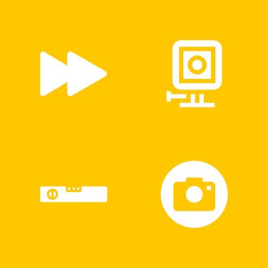 gopro, fotoğraf makinesi ve grafik tasarım ve web için hızlı ileri vektör çizim ile 4 video Icon set